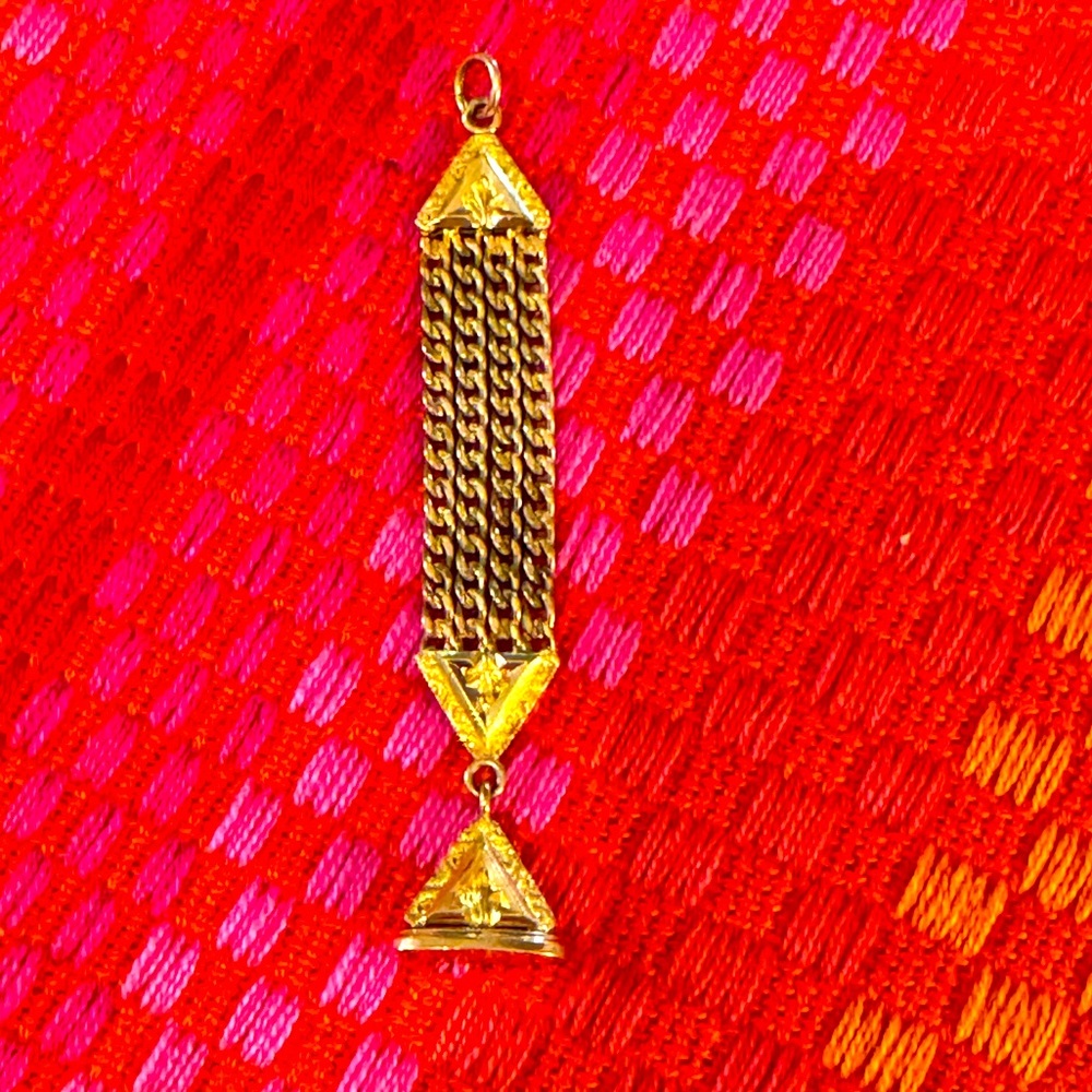 Vintage watch fob with monogram stamp, custom made pendant. 4 inches. Like new